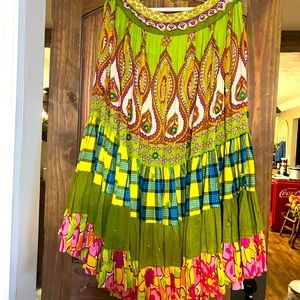 Sandy starkman festive bohemian gorgeous bright multicolor skirt size L